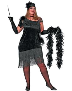 Disfraz de Charlestón negro para mujer talla grande