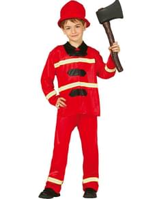 Kids Red Fireman Costume