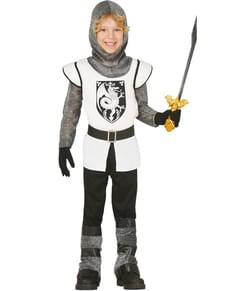 Mittelalterliches Ritter Kostüm weiß für Jungen
