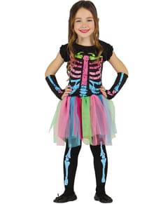 Farverigt skeletkostume til piger