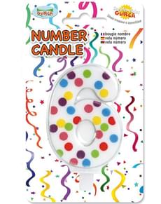 Vela de Aniversário Confete Número 6