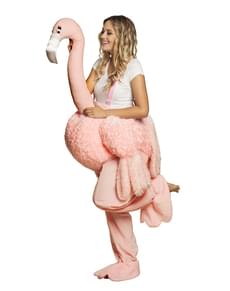 Fato de flamingo ride on para adulto