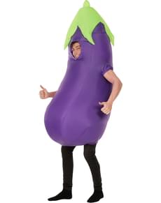 Oppblåsbart aubergine kostyme til voksne