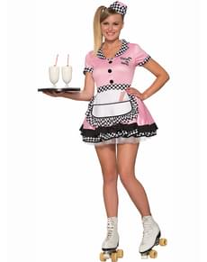 Pink 50's waitress costume for women