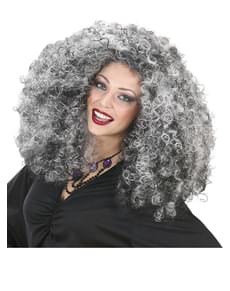 Womens Extra Volume Grey-haired Witch Wig