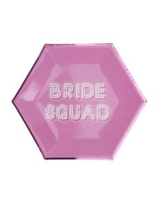 8 pratos hexagonais cor-de-rosa de pape (27 cm) - Bride Squad