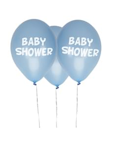 Zestaw 8 niebieskie balony lateksowe “Baby Shower” - Little Star Blue