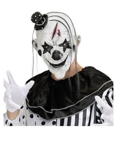 Kwaadaardige clownsmasker met haar en mutsje