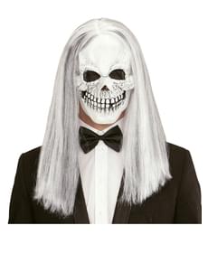 Hodeskallemaske med Gråe Hår