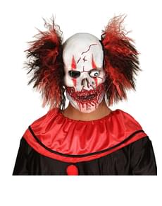 Totenkopf Clown Maske mit Haaren