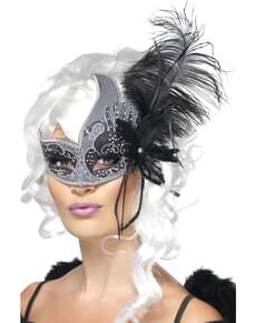 Venetian eye mask with feathers