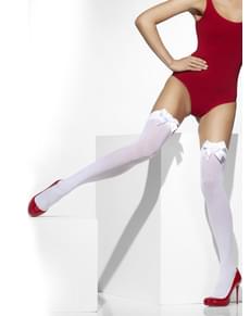 Бял чорапогащник с бели панделки