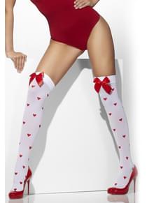 Hold Up-Tights med Hjerter og Røde Bånd