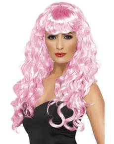 Long Pink Wig with Fringe
