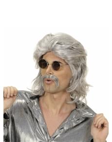 Grå peruk och mustach från sjuttiotalet