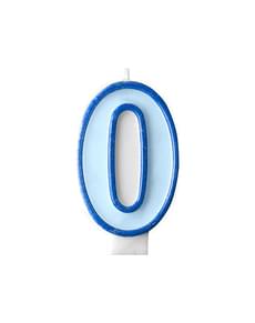Bougie anniversaire bleu chiffre 0