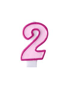 ピンクの番号2の誕生日の蝋燭