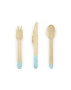 18 couverts verts menthe en bois