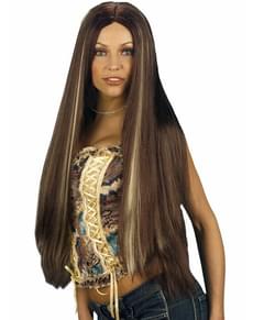 Extra long chestnut wig with highlights