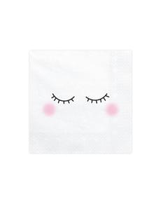 20 serviettes blanches à motifs en papier - Unicorn