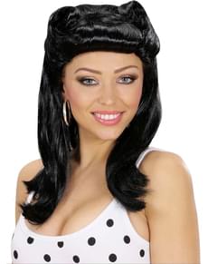 Womens Black 1950s Wig