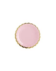 6 assiettes rose pastel en carton - Yummy