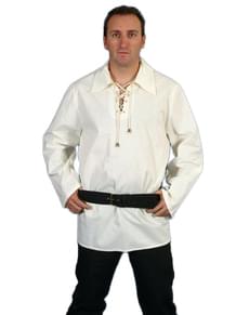 Camisa medieval com gola de algodão