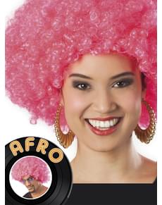 Peruca afro cor-de-rosa unissex