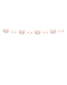 Festone con facce di fatto rosa pastello di carta - Meow Party