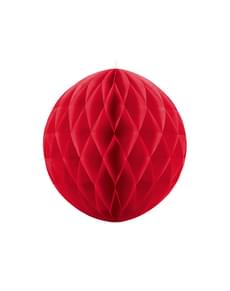 Boule rouge de 20 cm en nid d'abeille