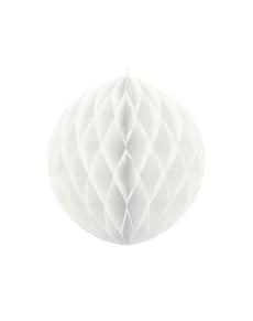 Honingraat papieren bol in wit van 20 cm