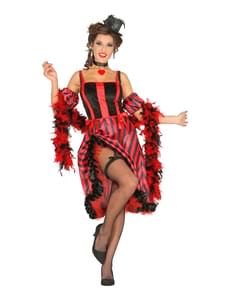 Déguisement can can rouge et noir femme