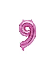 Rózsaszín sötét fém fólia „9” 35 cm