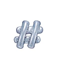 Ballon aluminium hashtag argenté à paillettes