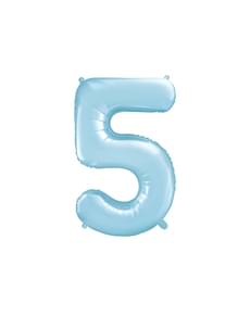 Kék fólia „5” léggömb 86 cm