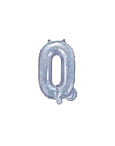 Letter Q Foil Balloon in Silver Glitter