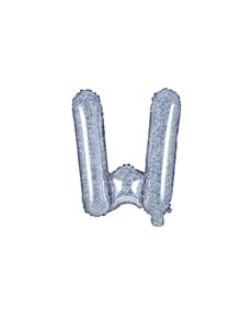 Folienballon Buchstabe W silber mit Glitzer