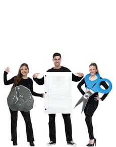 Fato grupal de pedra, papel e tesoura para adultos