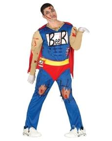 Fato de herói da cerveja zombie para homem