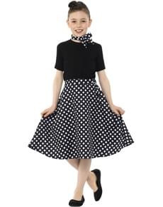 Déguisement Années 50 noir à pois fille
