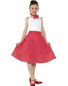 Déguisement Années 50 rouge à pois fille