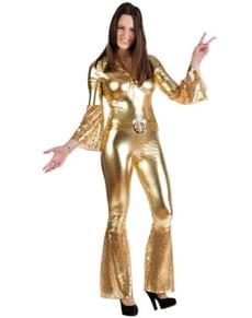 Fato de diva disco dourada para mulher