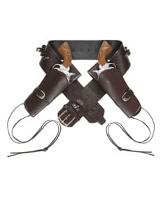Ceinture avec double étui pistolet marron homme