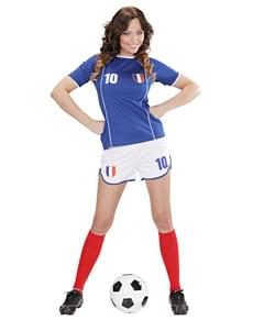 Fato de jogadora de futebol francesa para mulher