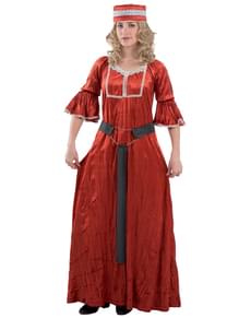 Disfraz de doncella medieval rojo para mujer