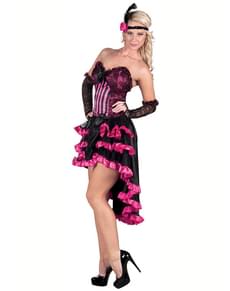 Fato de cabaret preto e cor-de-rosa para mulher