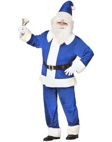 Disfraz de Papá Noel azul tradicional para hombre