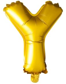 Bogstav Y guldfarvet ballon (102 cm)