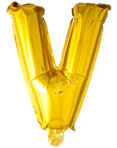 Balão letra V dourada (102 cm)