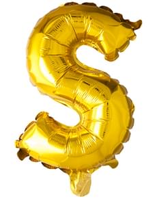 Zelta foli burtu S balons (102 cm)